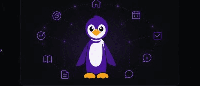 Linni mascot surrounded by dotted lines linking small planning icons